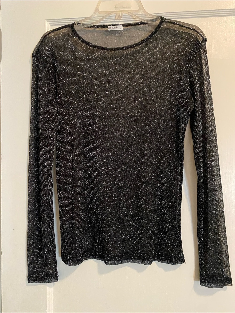 & Other Stories Black Sparkle Sheer Long-Sleeve Top